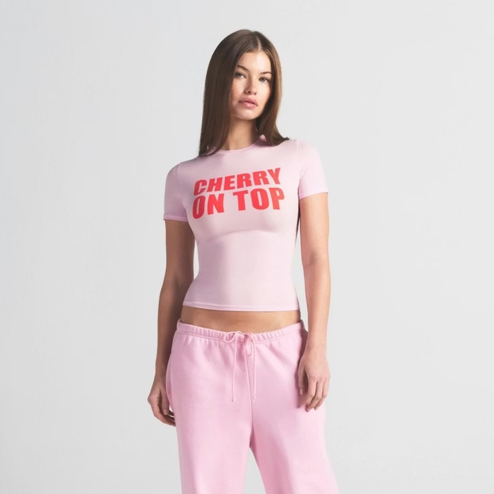 SKIMS Valentines Collection Fits Everybody Tee “cherry on top” size M